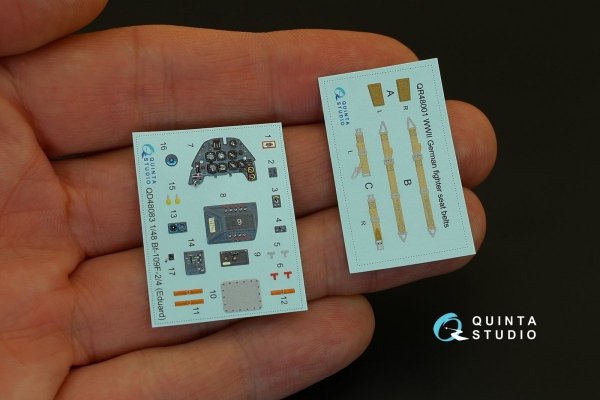Quinta Studio QD48083 Bf 109F-2/F-4 3D-Printed &amp; coloured Interior on decal paper (for Eduard kit) 1/48