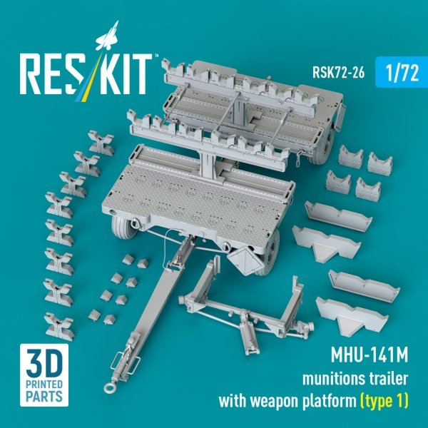 RESKIT RSK72-0026 MHU-141M munitions trailer with weapon platform (type 1) (3D Printed model kit) (1/72)