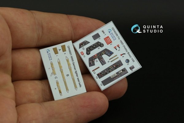 Quinta Studio QD48296 FW 190D-9 3D-Printed &amp; coloured Interior on decal paper (HobbyBoss) 1/48