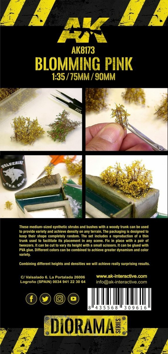AK Interactive AK8174 BLOMMING WHITE SHRUBBERIES 75MM / 90MM 1/35