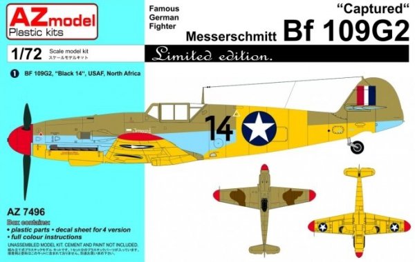 AZmodel AZ7496 Messerschmitt Bf 109Ga-2 &quot;Captured&quot; 1/72