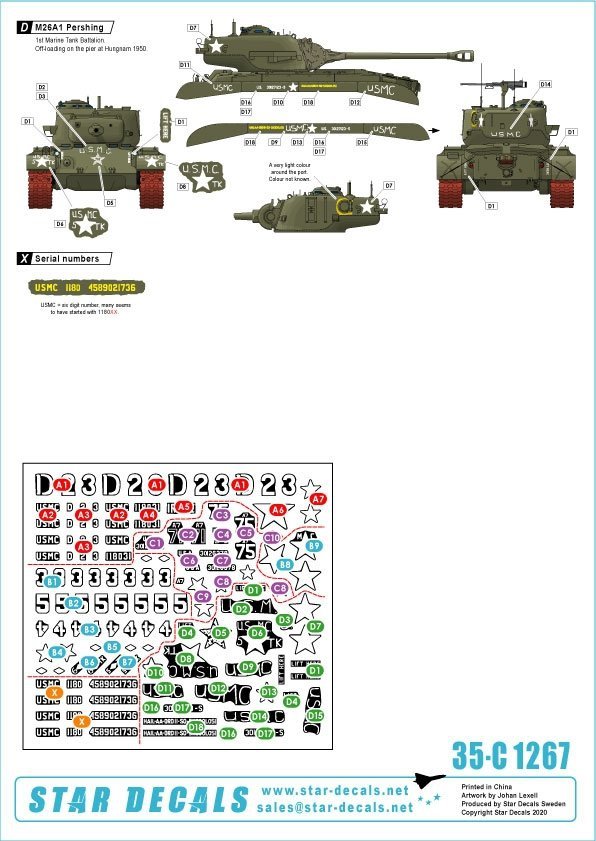 Star Decals 35-C1267 USMC M26 and M26A1 Pershing 1/35