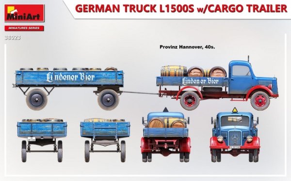 MiniArt 38023 GERMAN TRUCK L1500S w/CARGO TRAILER 1/35