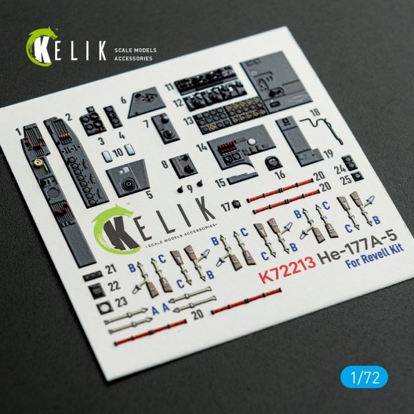 Kelik K72213 He-177A-5 - interior 3D decals for Revell kit (1/72)