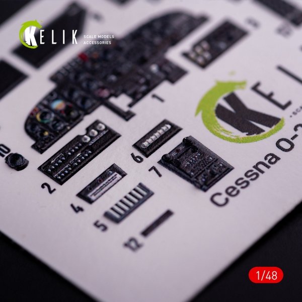 KELIK K48081 O-2A Skymaster interior 3D decals &quot;green decoration type&quot; for ICM kit 1/48