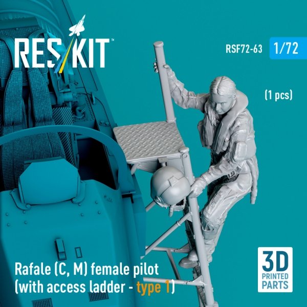 RESKIT RSF72-0063 Rafale (C, M) female pilot (with access ladder - type 1) (1 pcs) (3D Printed) (1/72)