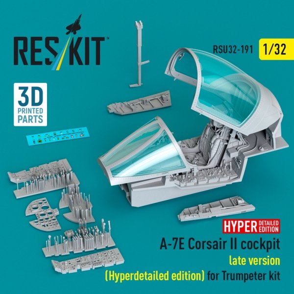 RESKIT RSU32-0191 A-7E Corsair II late cockpit (Hyperdetailed edition) for Trumpeter kit (3D Printed) (1/32)