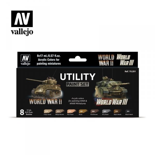 Vallejo 70201 Utility Paint Set WWII &amp; WWIII 8x17ml