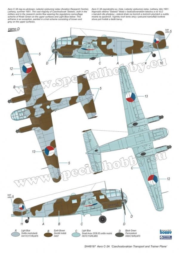 Special Hobby 48197 Aero C-3A 'Czechoslovakian Transport and Trainer Plane' 1/48