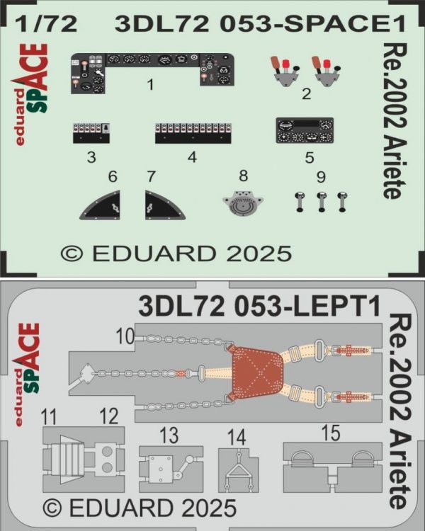 Eduard 3DL72053 Re.2002 Ariete SPACE Italeri 1/72