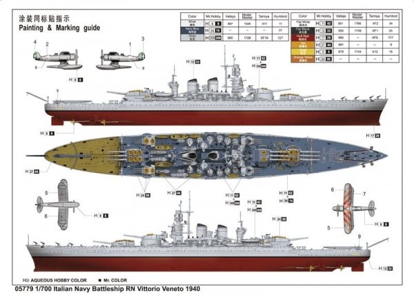 Trumpeter 05779 Italian Navy Battleship RN Vittorio Veneto 1940 1/700