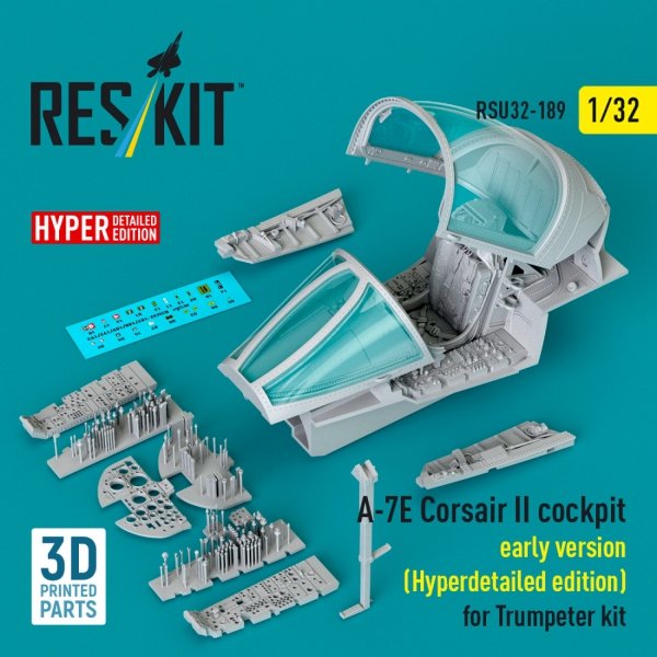 RESKIT RSU32-0189 A-7E Corsair II early cockpit (Hyperdetailed edition) for Trumpeter kit (3D Printed) (1/32)