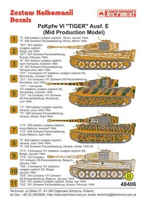 Techmod 48406 - Pz.Kpfw.VI Tiger Ausf.E (Mid Production Model) (1:48)