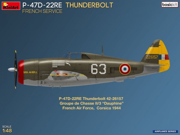 MiniArt 48047 P-47D-22RE THUNDERBOLT FRENCH SERVICE BASIC KIT 1/48