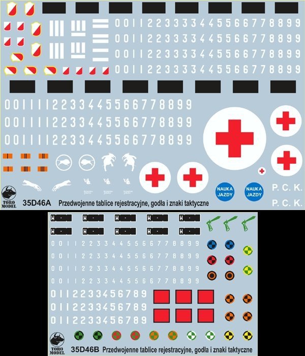 ToRo Model 35D46 - Polish Army vehicles Pre-war registration numbers, unit insignia &amp; stencils 1/35