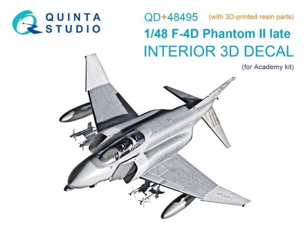 Quinta Studio QD+48495 F-4D late Phantom II 3D-Printed &amp; coloured Interior on decal paper (Academy) (with 3D-printed resin parts) 1/48