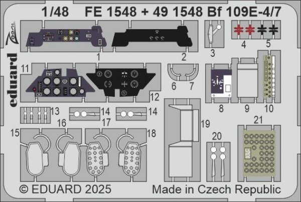 Eduard BIG49467 Bf 109E-4/7  for TAMIYA (general set, seatbelts STEEL, painting masks) 1/48