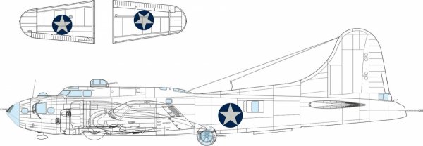 Eduard EX1053 B-17F US national insignia rounded EDUARD 1/48