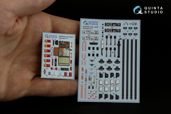 Quinta Studio QD35045 UAZ-3909 3D-Printed &amp; coloured Interior on decal paper (Zvezda) 1/35