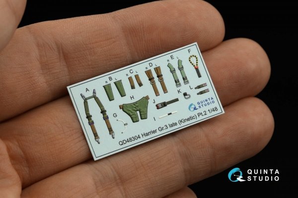 Quinta Studio QD48304 Harrier Gr.3 late 3D-Printed &amp; coloured Interior on decal paper (Kinetic) 1/48