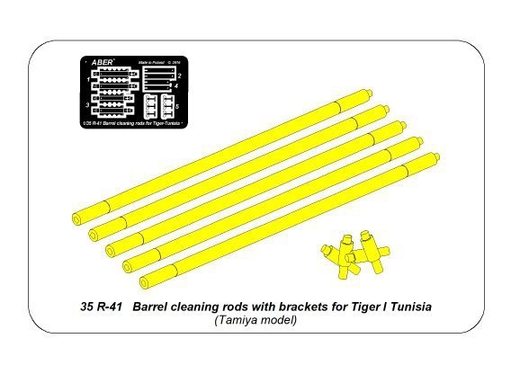 Aber R-41 Barrel cleaning rods with brackets for Tiger I Tunisia (1:35)