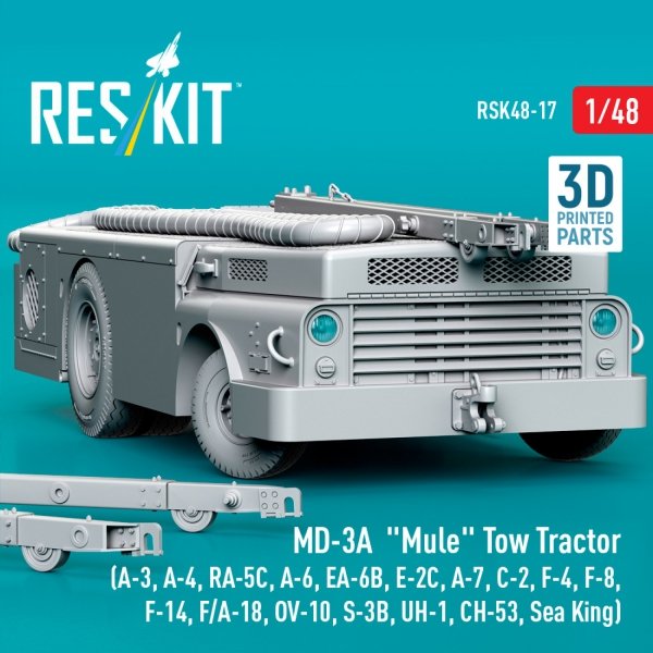 RESKIT RSK48-0017 MD-3A "Mule" Tow Tractor (3D Printed model kit) 1/48
