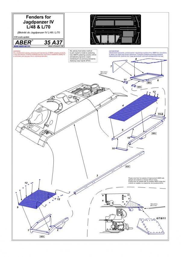 Aber 35A037 Błotniki do Jagdpanzera IV, L/48 i L/70 (1:35)
