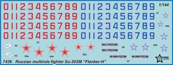 Zvezda 7436 Russian Su-30SM Flanker H 1/144