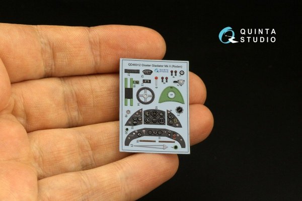 Quinta Studio QD48312 Gloster Gladiator MKII 3D-Printed &amp; coloured Interior on decal paper (Roden) 1/48