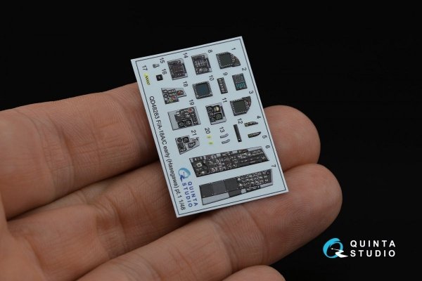 Quinta Studio QD48283 F/A-18A / C early 3D-Printed &amp; coloured Interior on decal paper (Hasegawa) 1/48