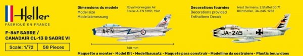 Heller 80277 F-86F SABRE / CANADAIR CL-13 B SABRE VI 1/72