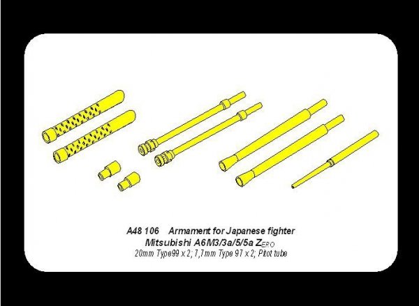 Aber A48 106 Armament for Japanese fighter Mitsubishi A6M5 Zero (1:48)