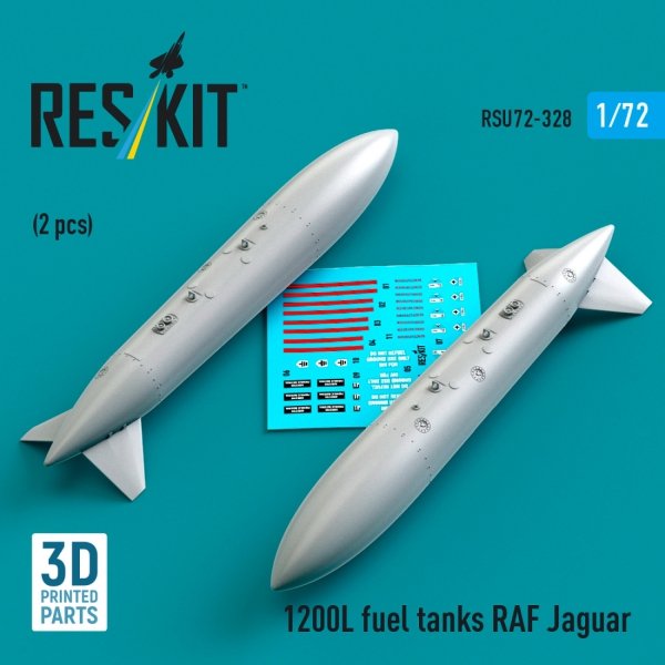 RESKIT RSU72-0328 1200 L fuel tanks RAF Jaguar (2 pcs) (3D Printed) (1/72)