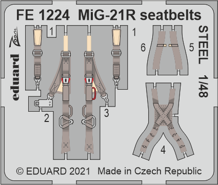 Eduard FE1224 MiG-21R seatbelts STEEL EDUARD 1/48