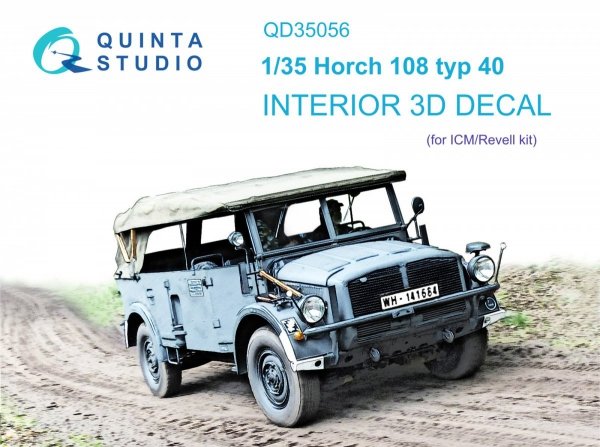 Quinta Studio QD35056 Horch 108 typ 40 3D-Printed &amp; coloured Interior on decal paper ( ICM ) 1/35