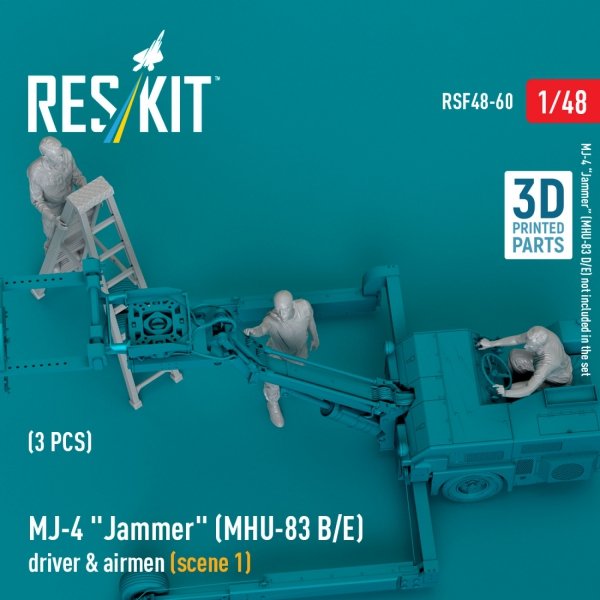 RESKIT RSF48-0060 MJ-4 &quot;Jammer&quot; (MHU-83 B/E) driver &amp; airmen (scene 1) (3 pcs) (3D Printed) 1/48