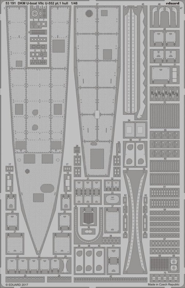 Eduard 53191 DKM U-boat VIIc U-552 pt.1 hull TRUMPETER 1/48