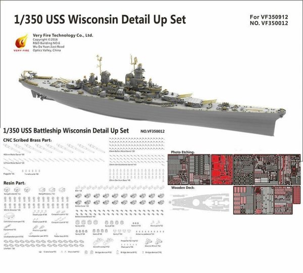 Very Fire VF350012 USS Wisconsin BB-64 Detail Up Set for VF350912 1/350