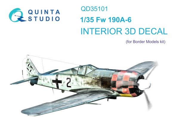 Quinta Studio QD35101 FW 190A-6 3D-Printed &amp; coloured Interior on decal paper (Border Model) 1/35
