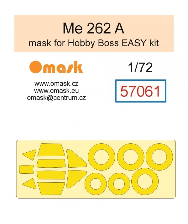 Omask 57061 Me 262 A Mask (for Hobby Boss Easy kit) yellow masking tape 1/72 