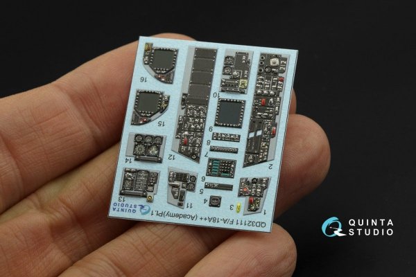 Quinta Studio QDS-32111 F/A-18A++ 3D-Printed &amp; coloured Interior on decal paper (Academy) (Small version) 1/32