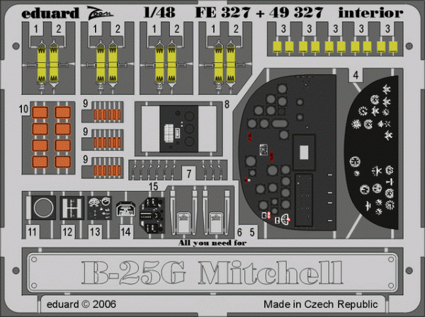 Eduard FE327 B-25G interior ACCURATE MINIATURES 1/48