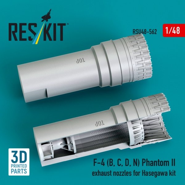 RESKIT RSU48-0562 F-4 (B, C, D, N) Phantom II exhaust nozzles for Hasegawa kit (3D Printed) (1/48)