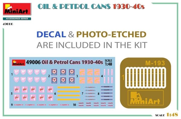 MiniArt 49006 OIL &amp; PETROL CANS 1930-40s 1/48