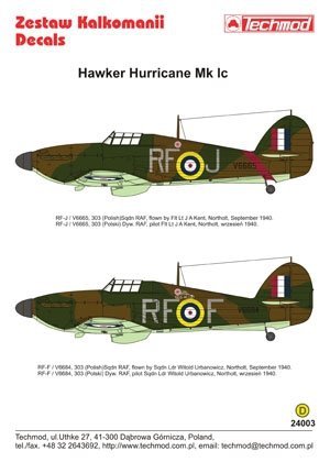 Techmod 24003 - Hawker Hurricane Mk I (1:24)