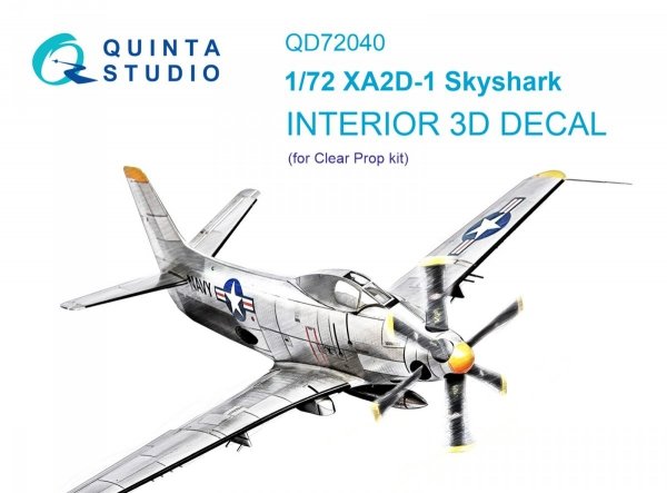 Quinta Studio QD72040 XA2D-1 3D-Printed &amp; coloured Interior on decal paper (Clear Prop) 1/72