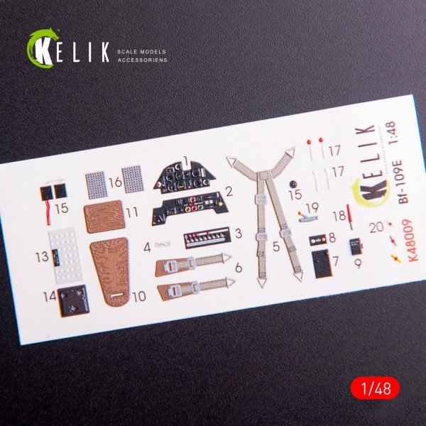 KELIK K48009 BF-109E INTERIOR 3D DECALS FOR WINGSYKITS KIT 1/48