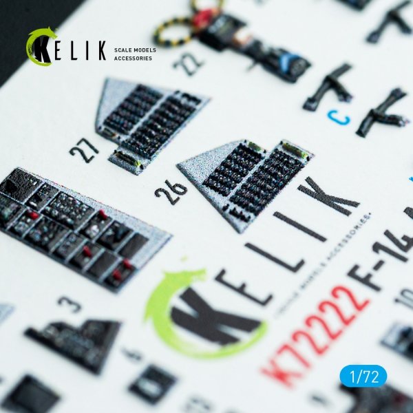 Kelik K72222 F-14A Tomcat - interior 3D decals for Academy kit (1/72)