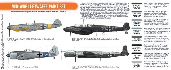 Hataka Hobby HTK-CS110 Mid-War Luftwaffe Paint Set  (8x17ml)