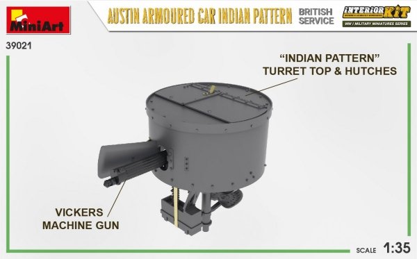 Miniart 39021 AUSTIN ARMOURED CAR INDIAN PATTERN. BRITISH SERVICE. INTERIOR KIT 1/35